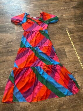 Skies Are Blue Multicolor Diagonal Stripe Maxi Dress